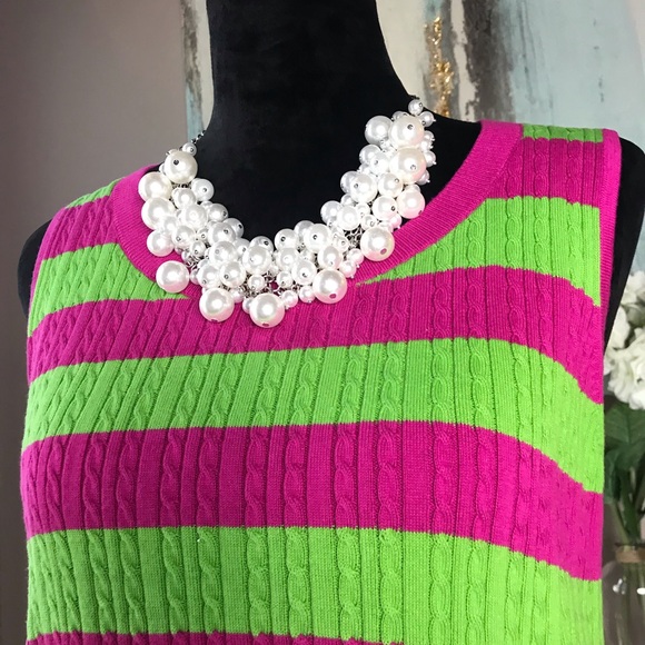 TALBOTS Pink/Green Sweater Vest Size L - Picture 3 of 4